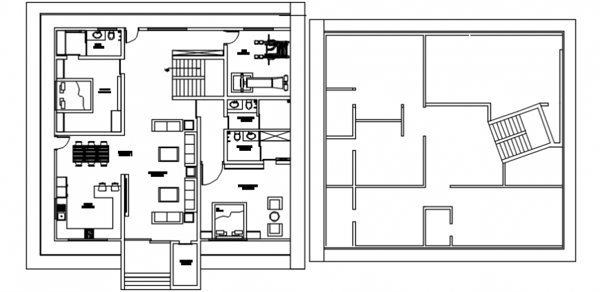 Modern house top view plan 2d dwg files