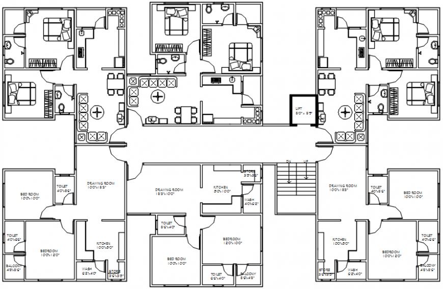 Modern house top view plan 2d files
