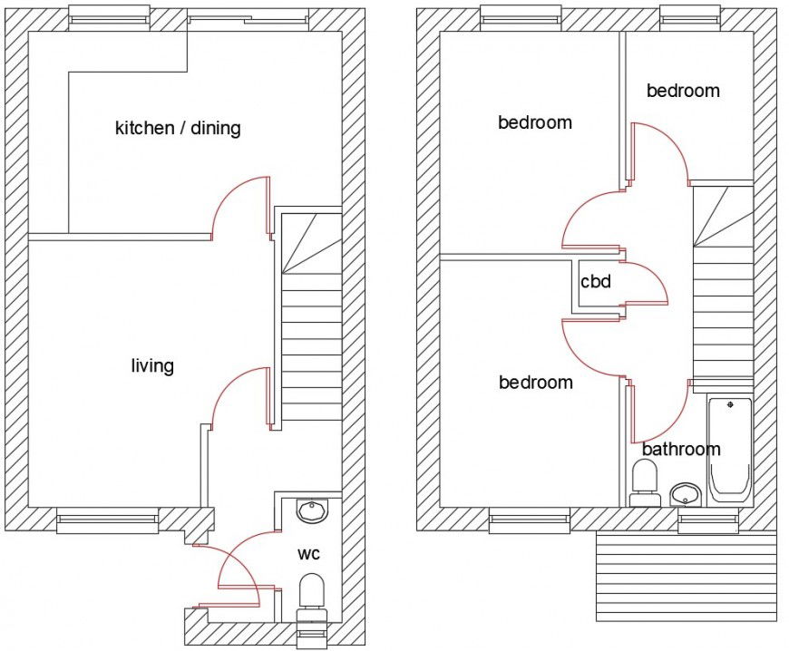 Modern house top view plan 2d model file