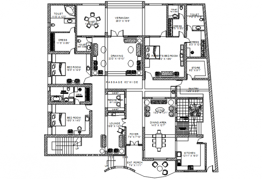 Modern house top view plan file model