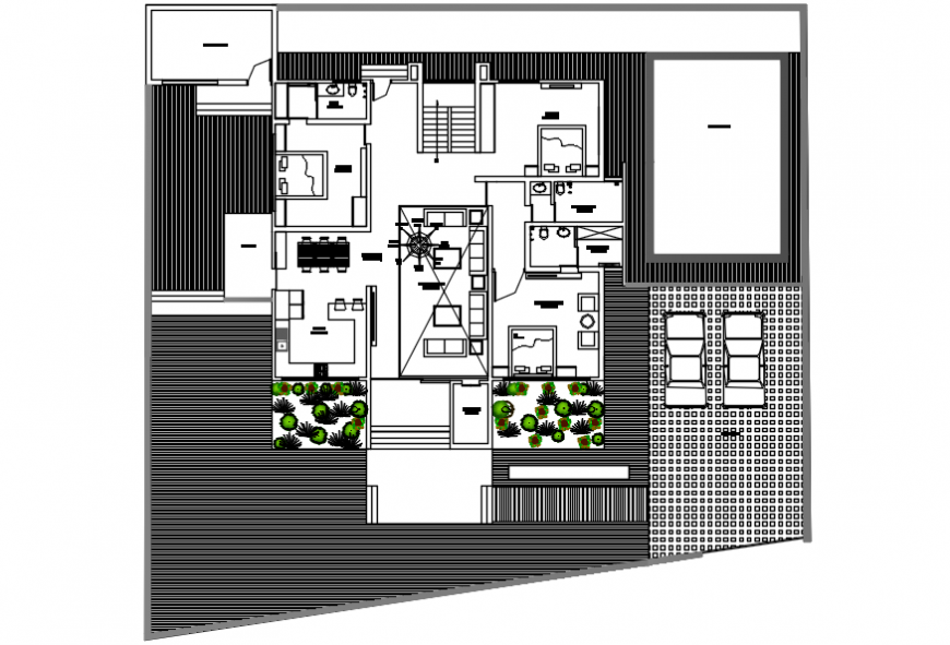 Modern house top view plan model