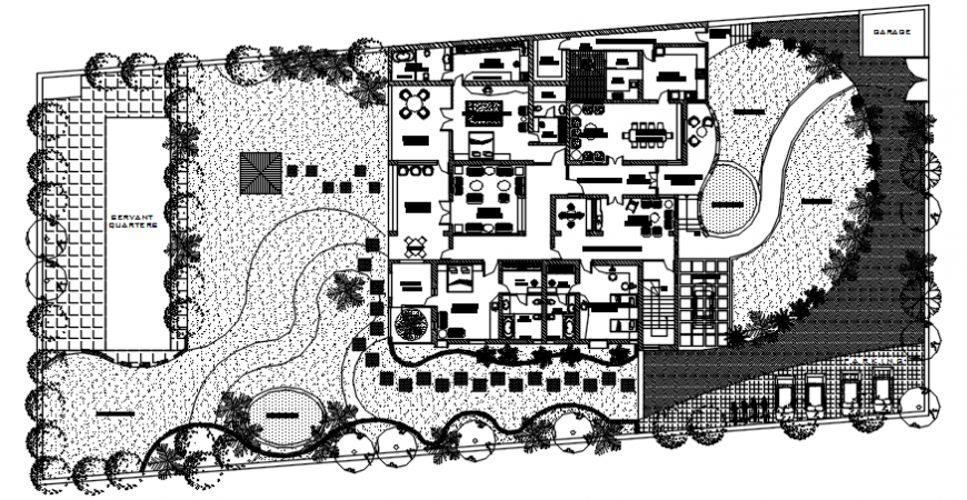 Modern house top view plan with landscape