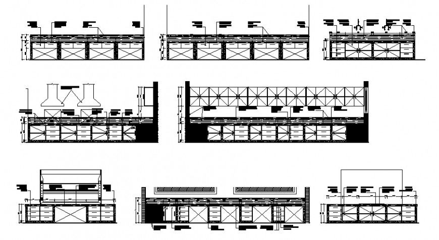 Modern kitchen section, furniture and interior cad drawing details dwg file