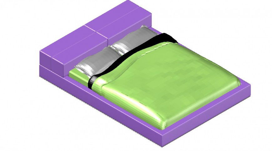 AutoCAD modern leather material 3D bed detail DWG file