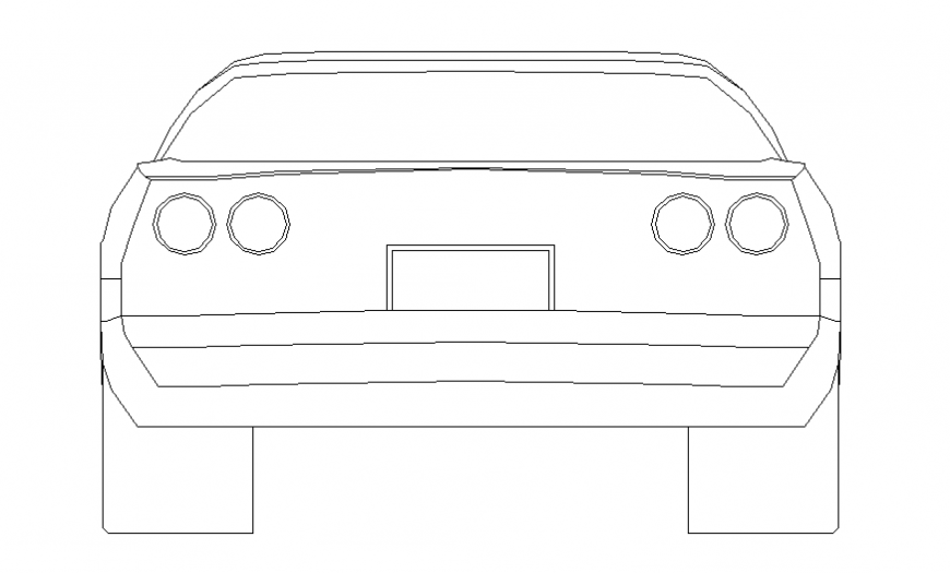 Modern luxuries car front elevation cad block details dwg file