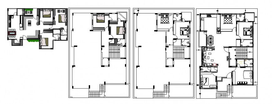 Modern multi-level bungalow floor plan distribution cad drawing details dwg file