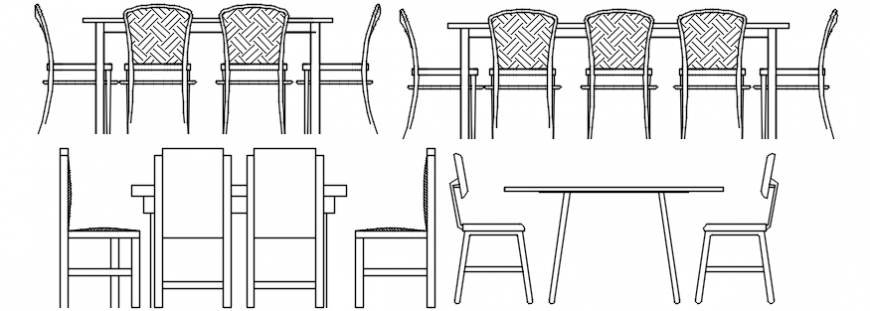 Modern multiple dining table elevation blocks drawing details dwg file