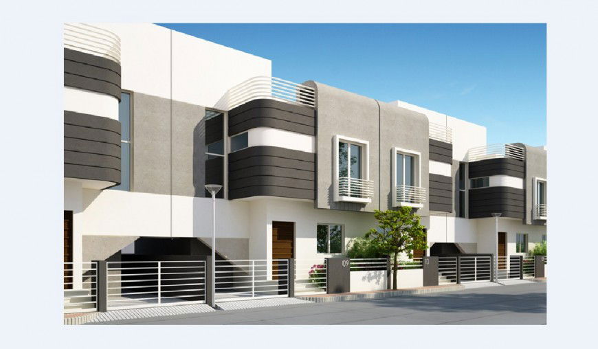 Modern one family house 3d exterior model cad drawing details jpg file