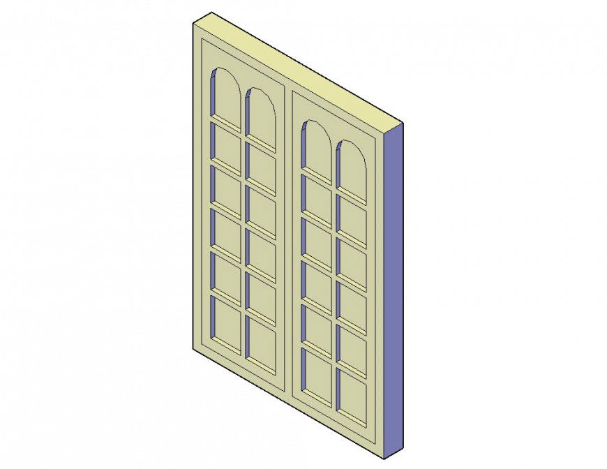 Modern paneled window elevation cad block details dwg file