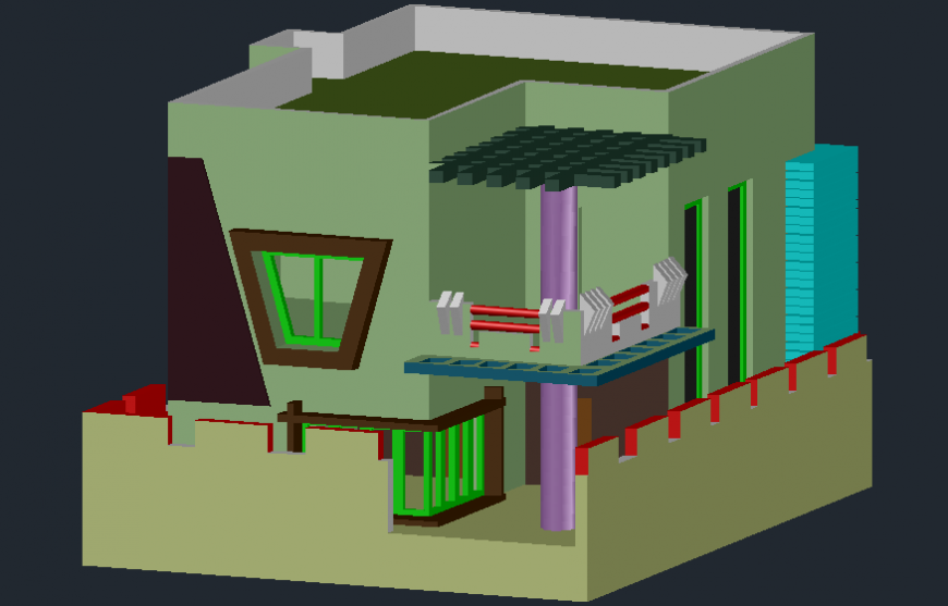 Modern residence duplex house 3d model cad drawing details dwg file