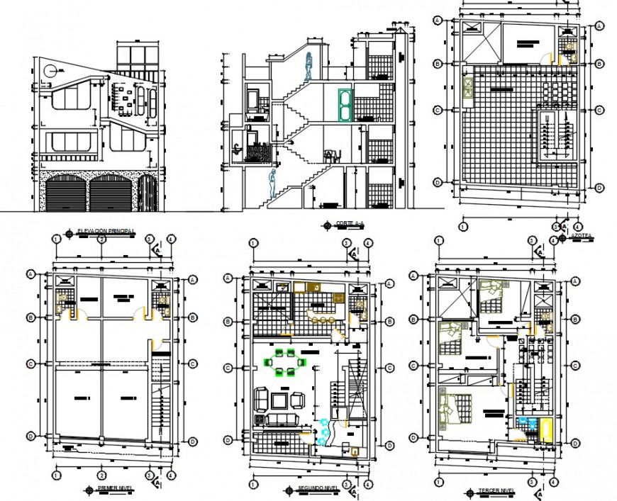 Modern residence house project cad file