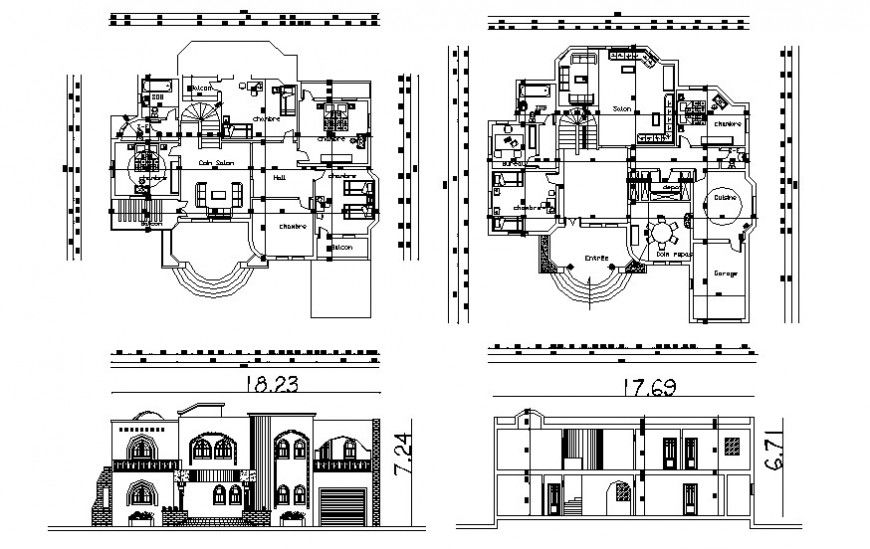 Modern residence project detail cad file