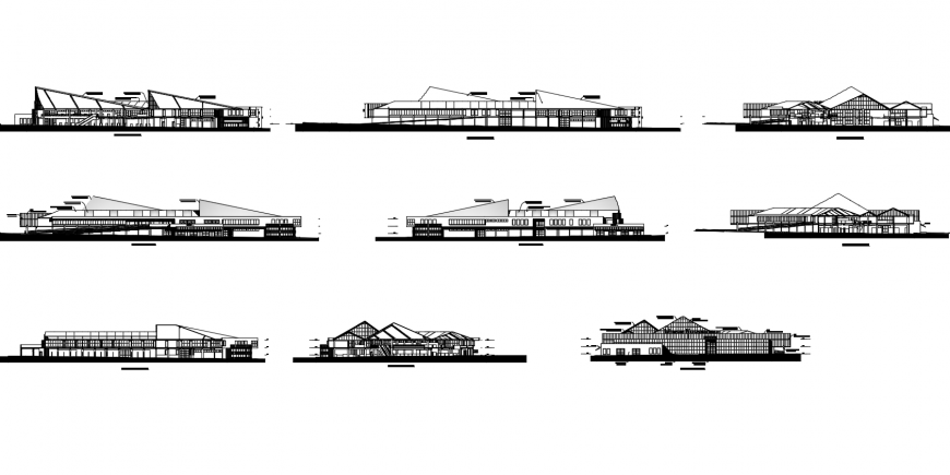 Modern San Miguel supply market elevations and sections drawing details dwg file