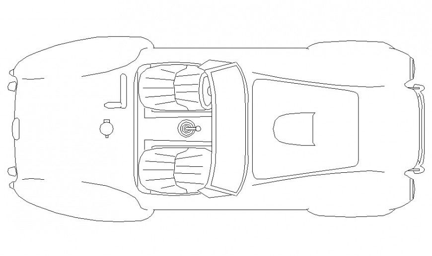 Modern sports car top view elevation cad block details dwg file