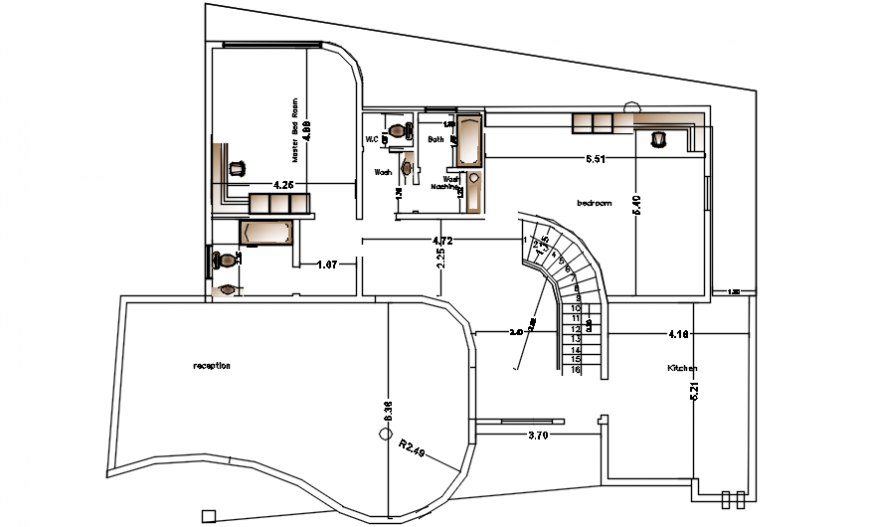 Modern Villa Architecture Plan with Furniture DWG File
