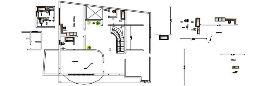 Modern villa layout plan, toilet and furniture layout cad drawing details dwg file