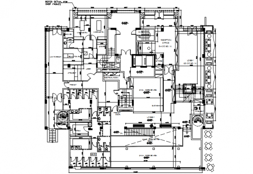 Modified hospital distribution plan drawing details dwg file