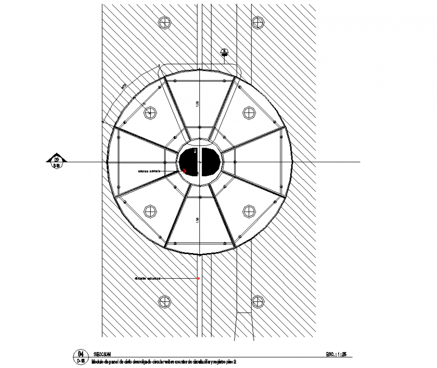 Module circle tank section plan detail autocad file