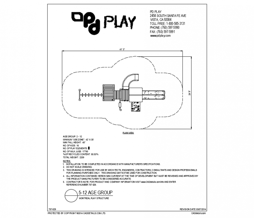 Montreal park structure and landscaping details dwg file