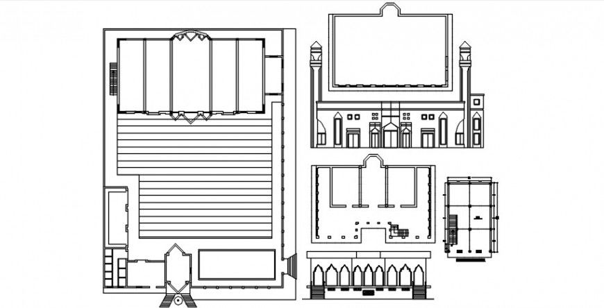 Mosque sectional elevation and plan details file