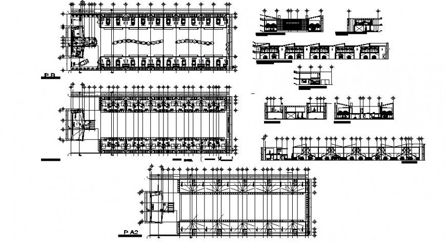 Motel floor plan and elevation in auto cad