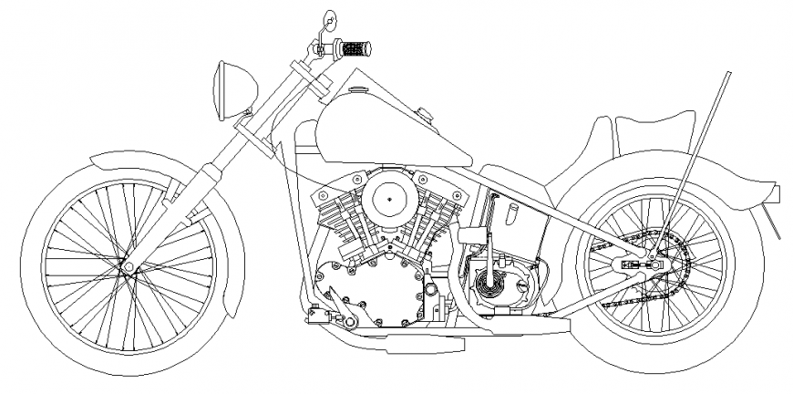 Moto 2 d Harley modal autocad file