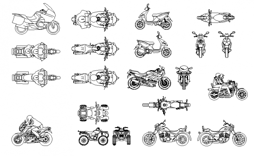 Motor bike elevation plan layout file