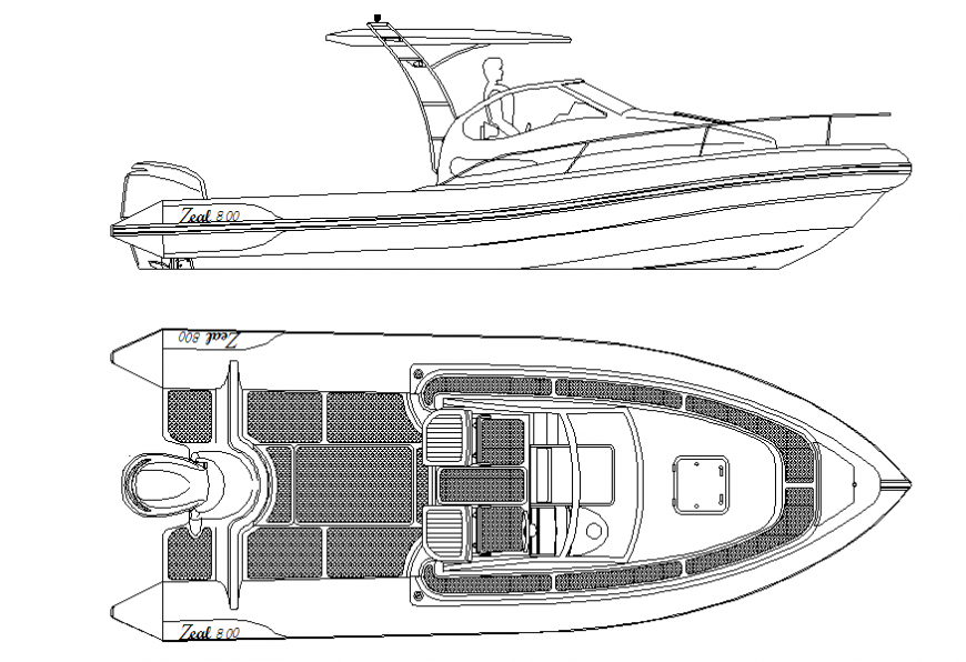 Motor boat plan detail dwg file