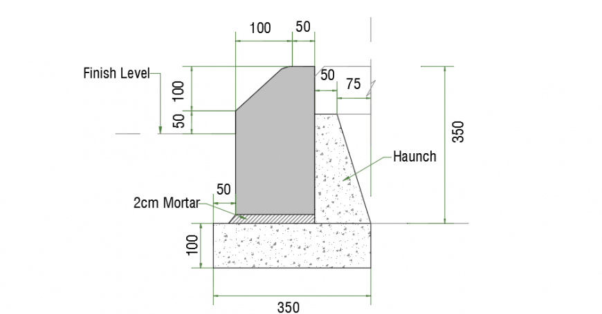 Mountable curb detail top view section plan