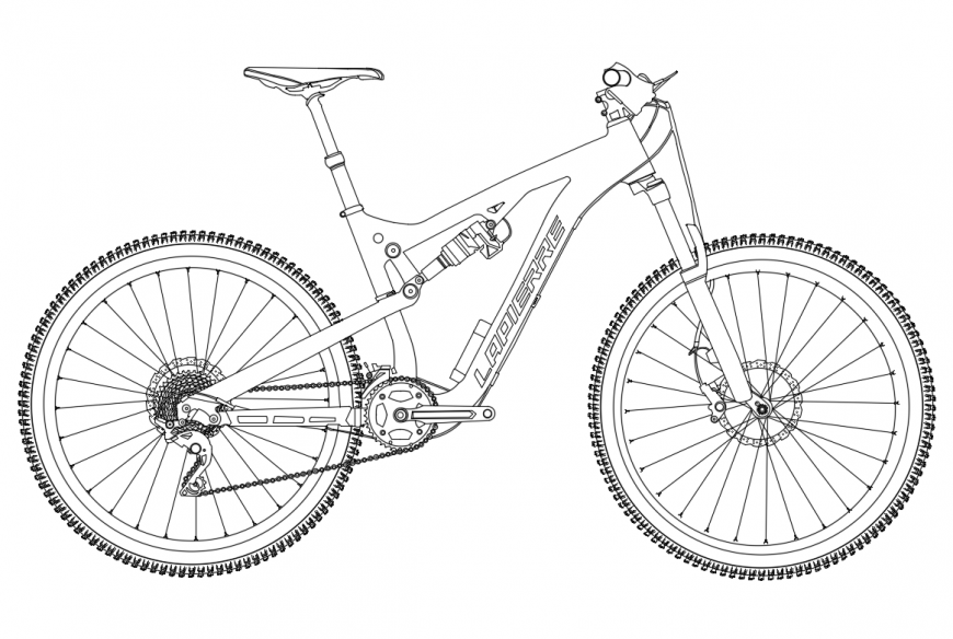 Mountain climbing bike type bicycle side view elevation cad block details dwg file