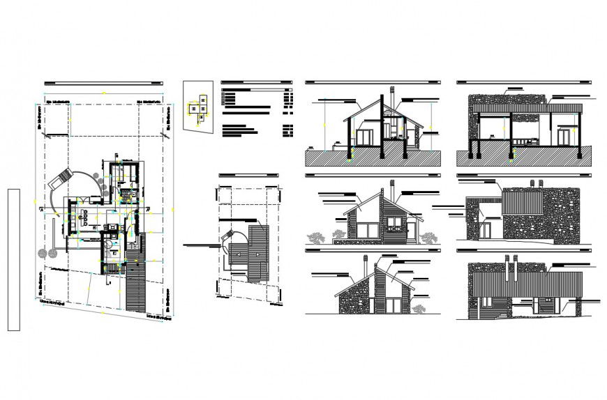 Mountain hut-house type detailed architecture project dwg file