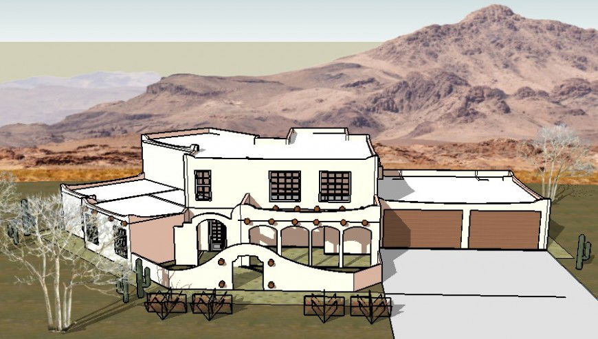 Mountainside housing details 3d model sketch-up file