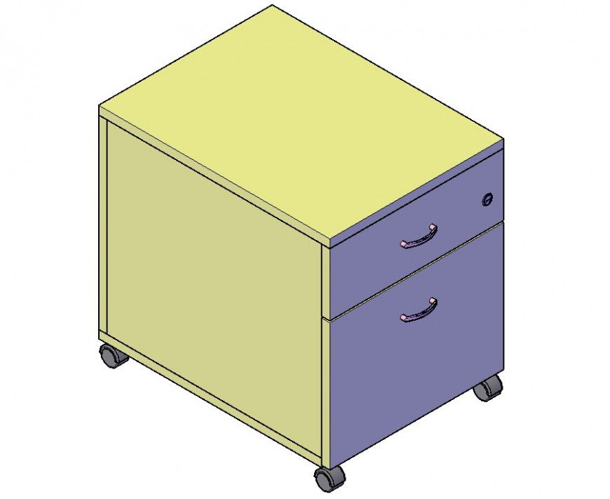Movable cabinet detail 3d model CAD furniture block layout autocad file