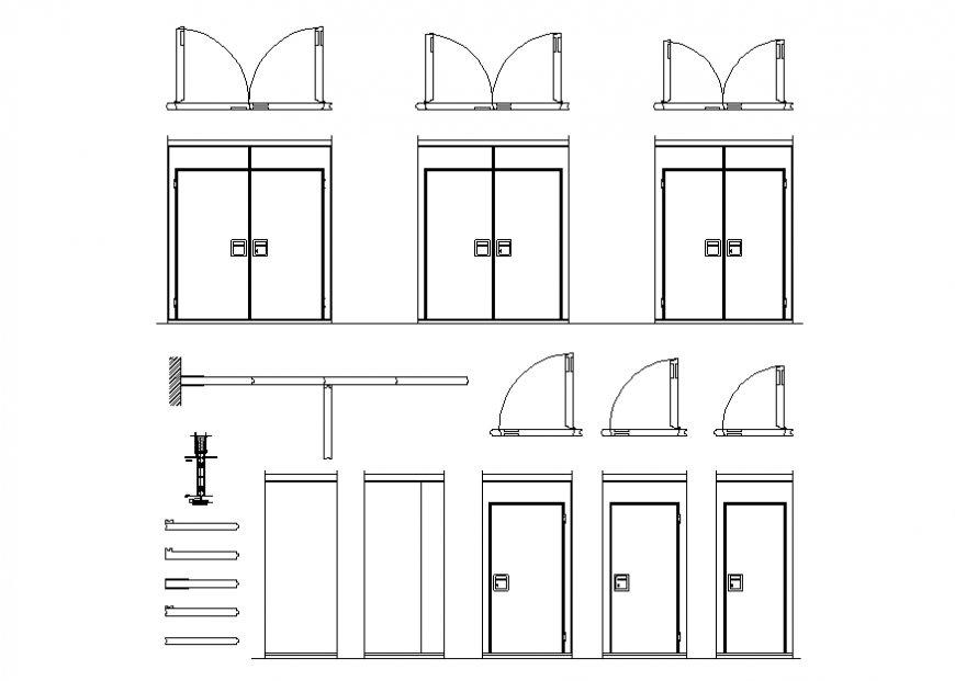 Movable partitions plan and elevation detail dwg file