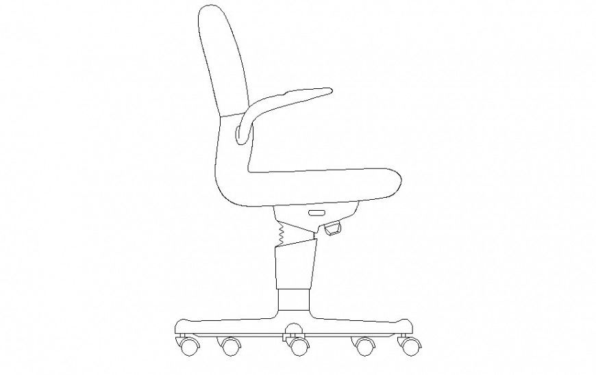 Moveable and adjustable office chair detail dwg file