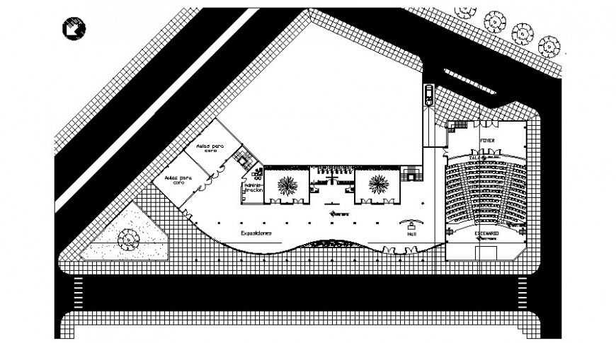 Movie theater distribution layout plan cad drawing details dwg file
