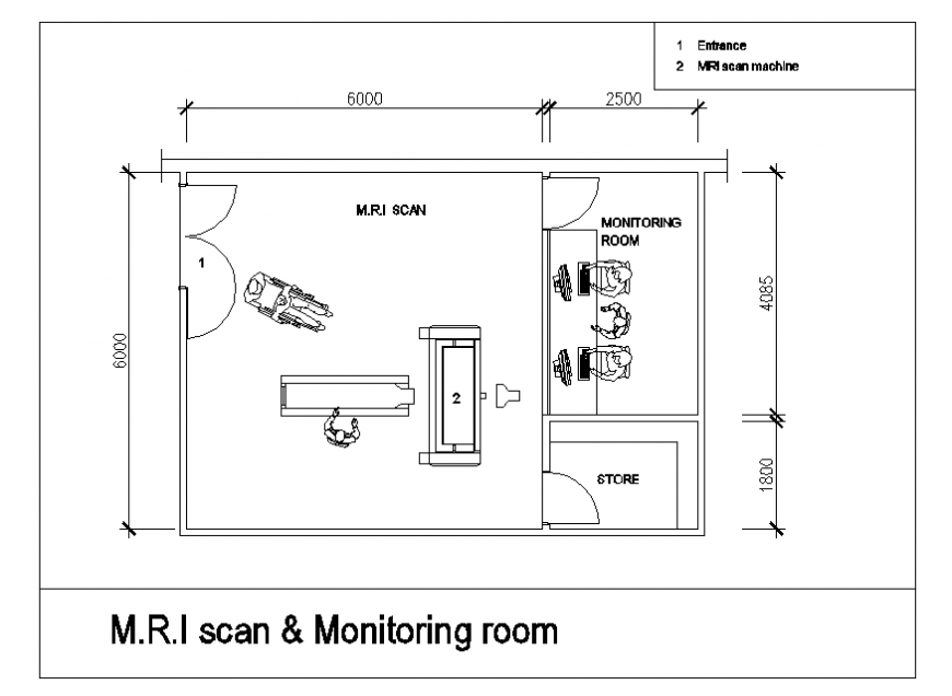 MRI Scan Room Layout CAD Block with Furniture and Equipment Plan