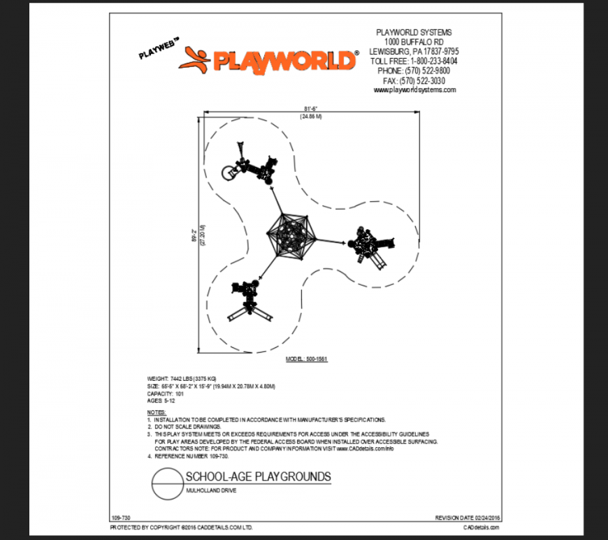 Mulholland drive age play ground play area system structure details dwg file