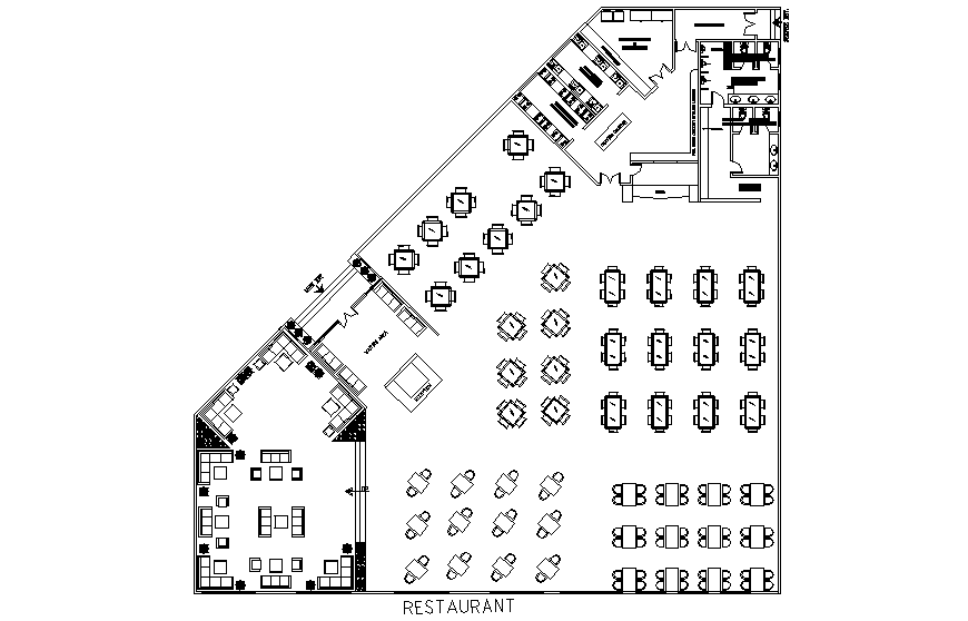 Multi-cuisine restaurant architecture layout plan details dwg file