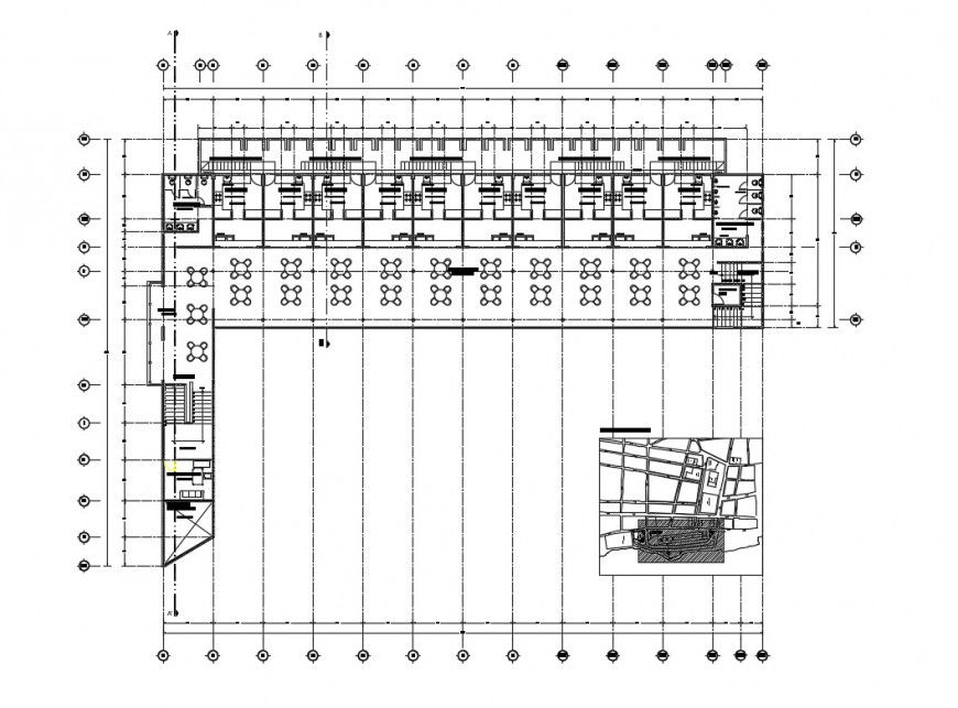 Multi-cuisine restaurant distribution plan cad drawing details dwg file