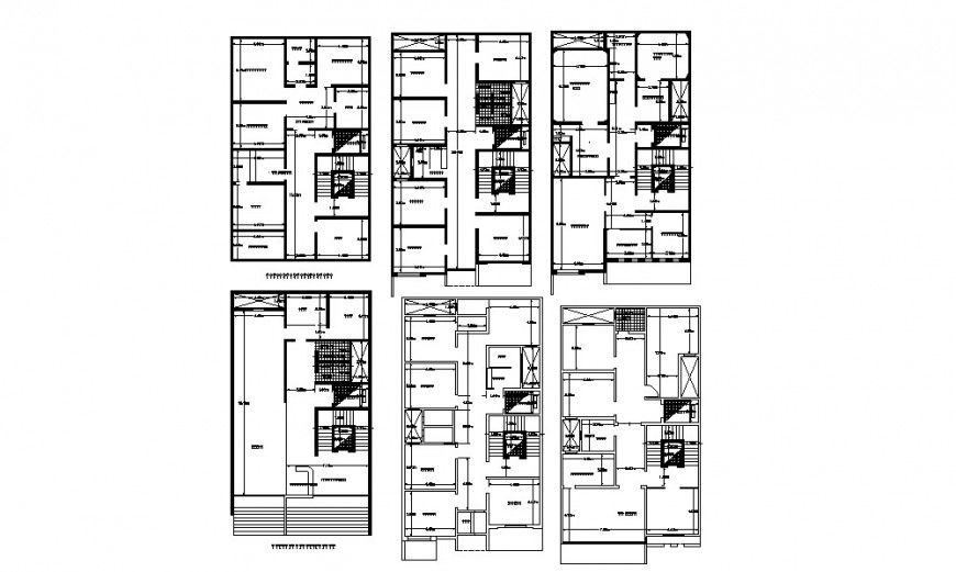 Multi-familiar apartment building floor plan distribution drawing details dwg file