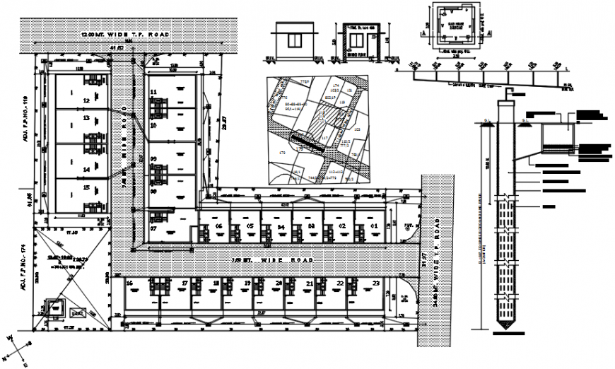 Multi-familiar apartment building site layout plan cad drawing details dwg file