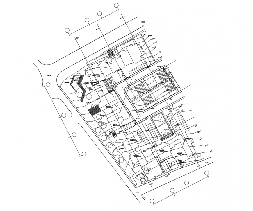 Multi-familiar housing building plotting and site plan cad drawing details dwg file