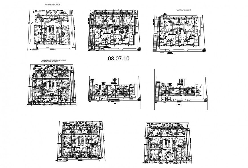 Multi-familiar residential apartment building floor plan cad drawing details dwg file