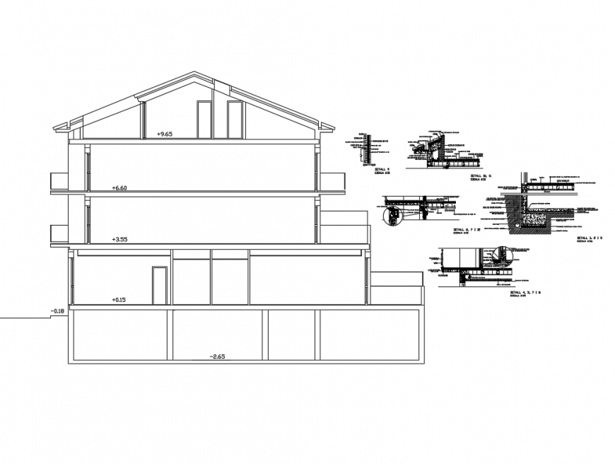 Multi-family building constructive sectional details dwg file