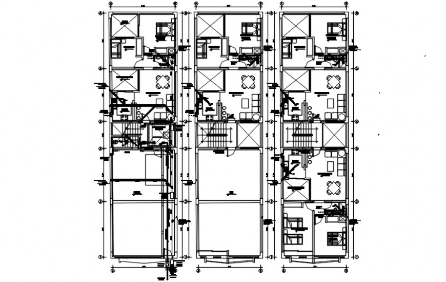 Multi-family building houses layout plan cad drawing details dwg file