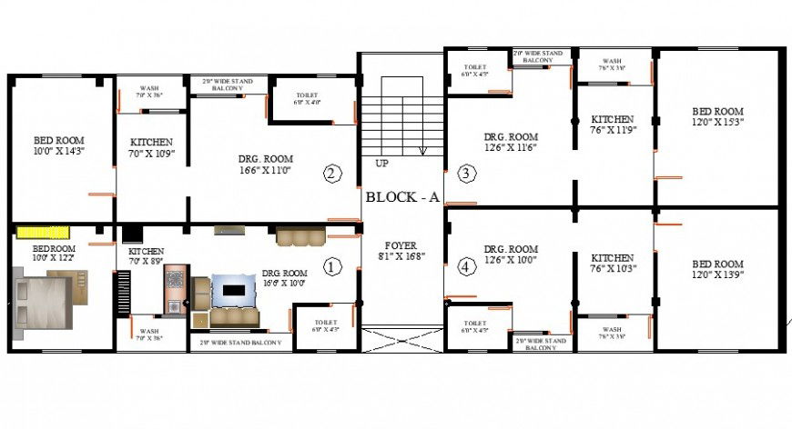 Multi-family house blocks layout plan cad drawing details dwg file