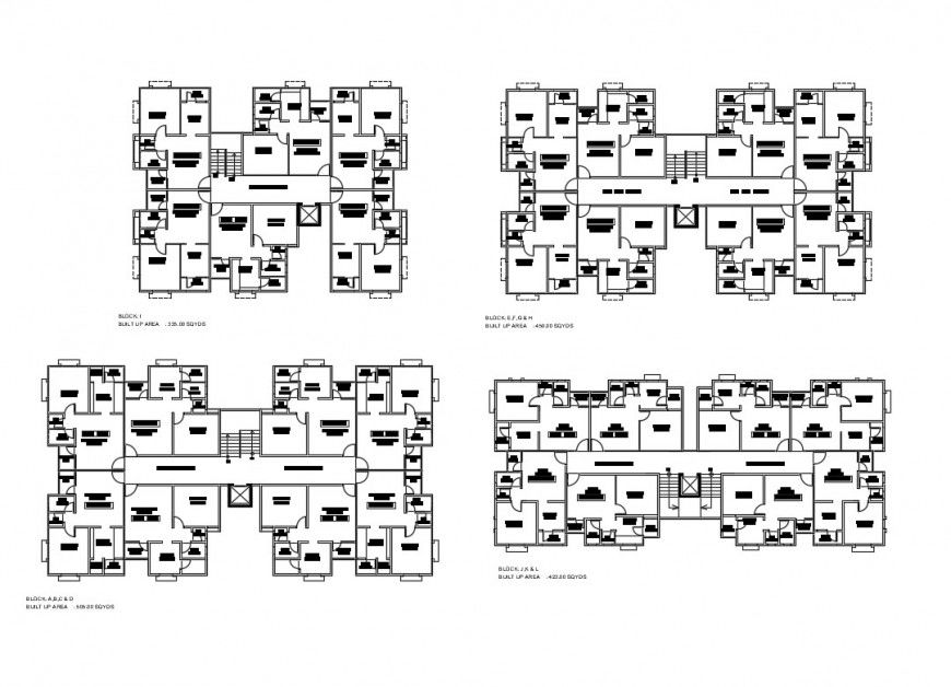 Multi-family housing apartment floors layout plan details dwg file