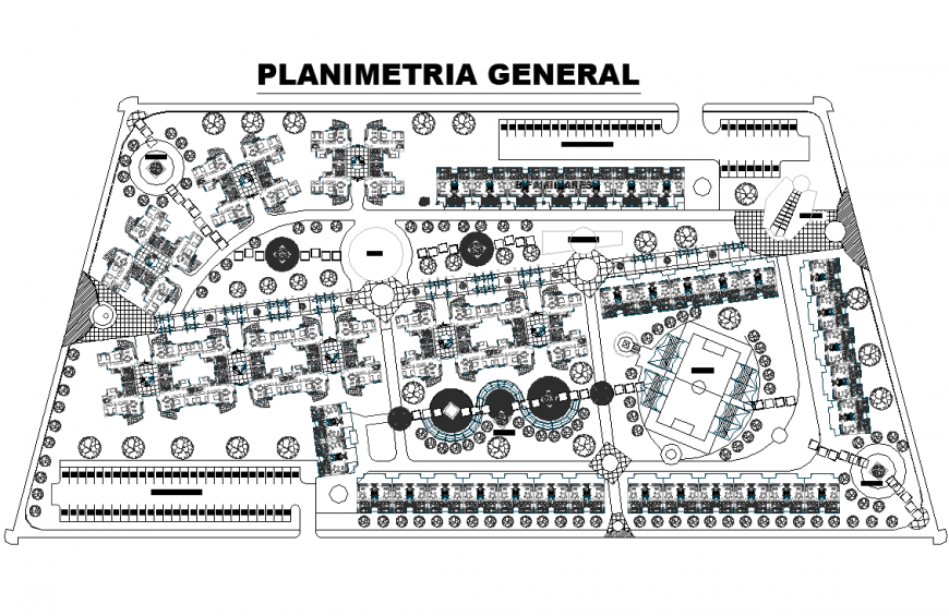Multi-family housing building area detail 2d view layout autocad file