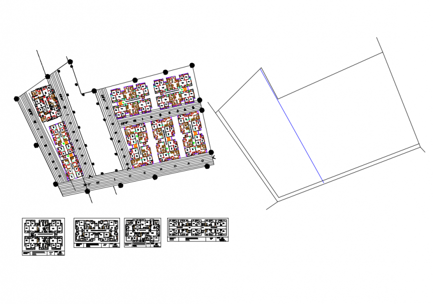 Multi-family housing building landscaping structure with layout plan cad drawing details dwg file